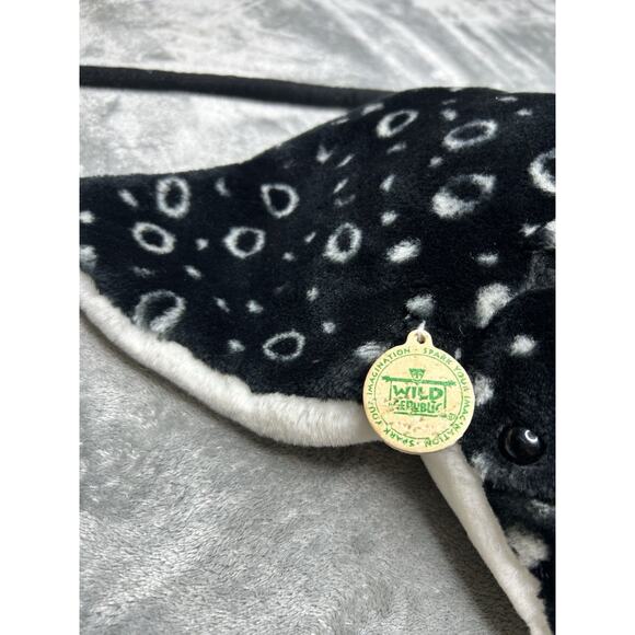 Wild Republic Black White STINGRAY FISH 12" Plush Stuffed Animal 2009 Ocean - Picture 3 of 7